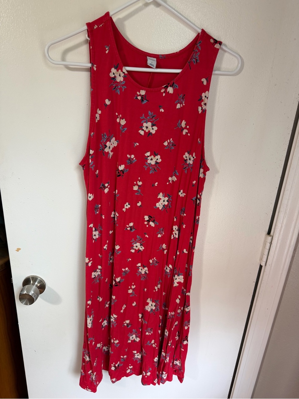 Old Navy Red Floral Scoop Neck Dress